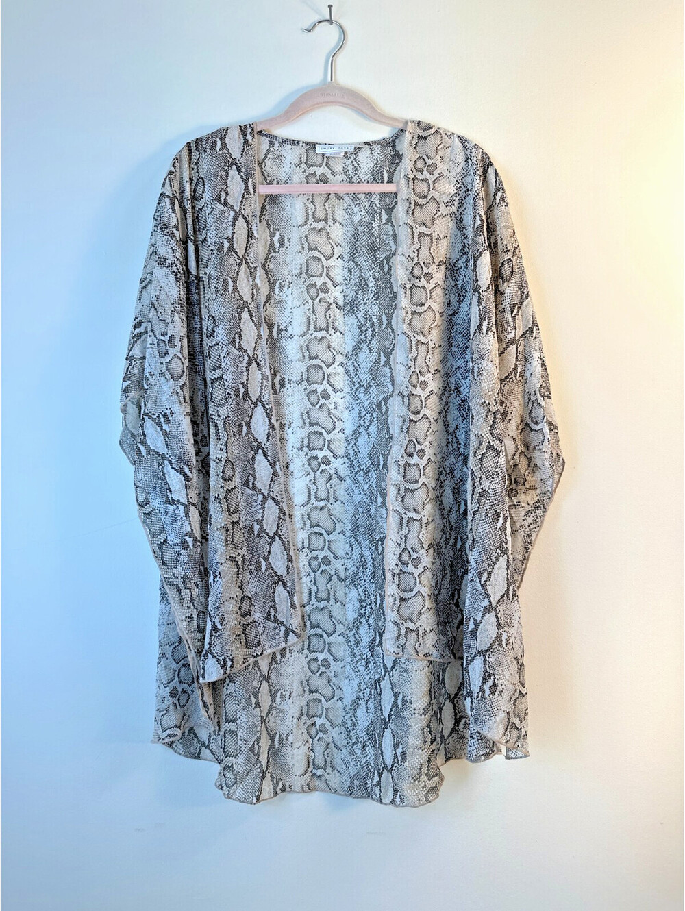 Emory Park Snake Print Open Front Kimono Cardigan Women XL Boho Layering